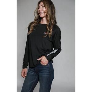 Kimes Ranch Womens K1 Tech Large Tee Black Polyester Blend L/S T-Shirt NEW